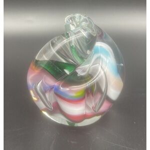 VTG Karg Multi Color Twisted Signed Paperweight 3.5” Tall 9 “ Diameter